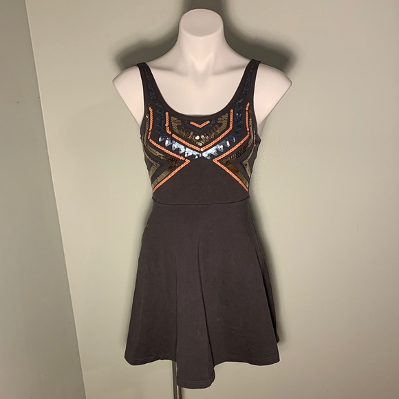 NEW Express Sequin Pattern Fit & Flare Mini Dress - Picture 3 of 8